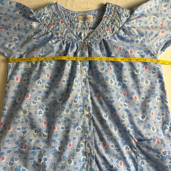 Casual Nights Blue Floral Nightgown Snap Button Front Size Small - Picture 4 of 9